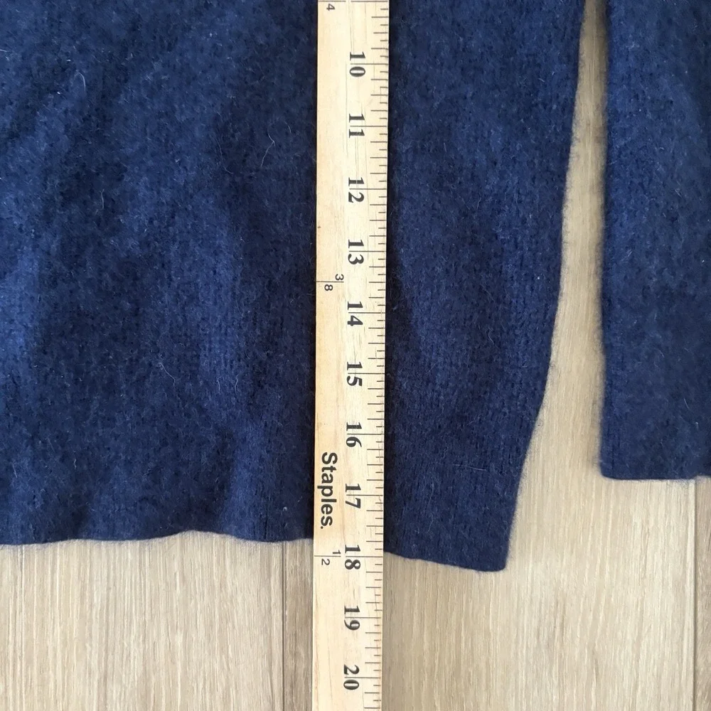 Madewell Cashmere Pullover Sweater Medium Blue Solid Long Sleeve Knit Top SHRUNK